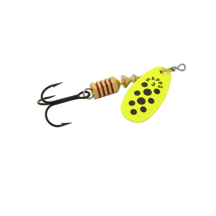 Chartreuse Black Dots Mepps Comet Inline Spinner