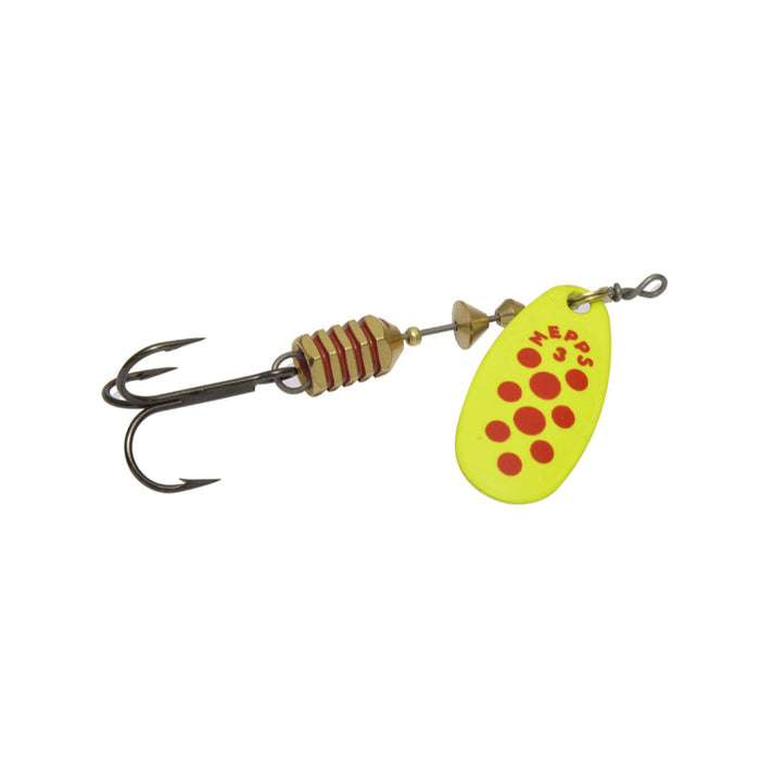 Chartreuse Red Dots Mepps Comet Inline Spinner