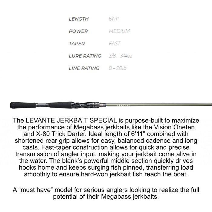 Megabass Levante Jerkbait Special Casting Rods