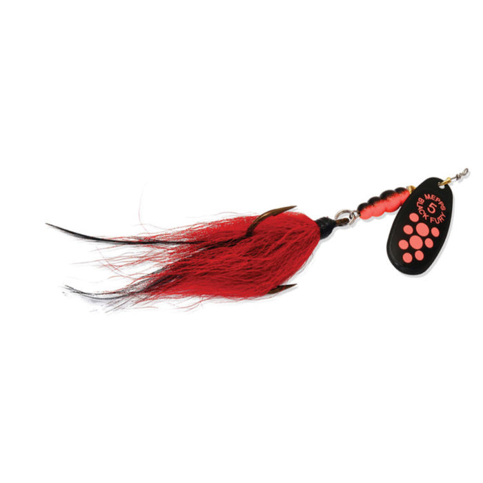Fluorescent Red Mepps Black Fury Musky Killer Bucktail Spinner