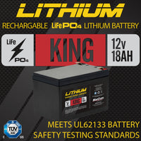 Marcum King Lithium 12V 18AH LIFEPO4 Battery and 6AMP Charger Kit