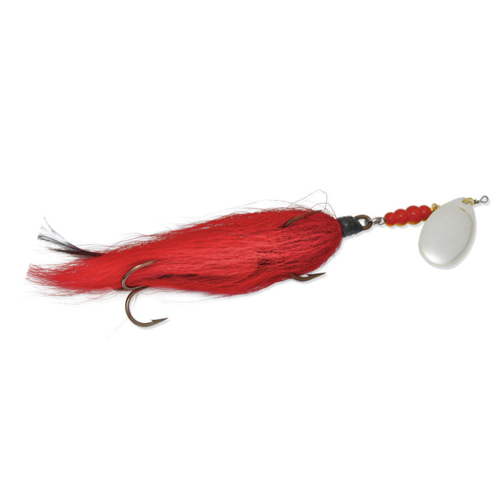 Silver Red Mepps Tandem Musky Killer Bucktail Spinner