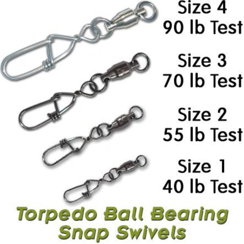Torpedo Ball Bearing Snap Swivels (10 Pack)
