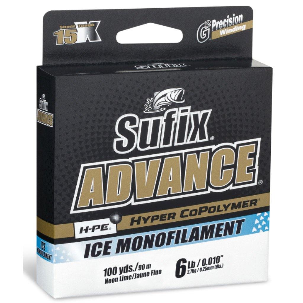 Sufix 100 Yard Advance Ice Monofilament Fishing Line - 3 lb. Test - Neon  Lime