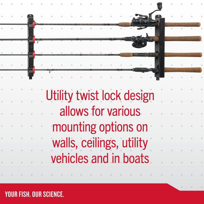 berkley fishing 4 rod racks vertical Short Stack Holder 3 or rod (with or w/o track mount) 4 rod w 45 degree track bracket / Black Moulded from durable Berkley Spiral Rod Holder -