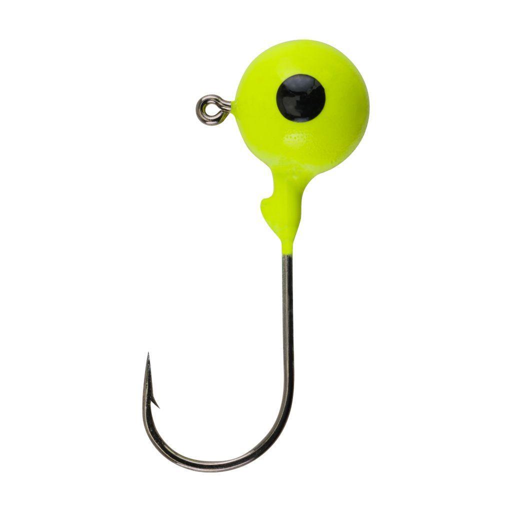 Berkley Essentials Round Ball Jigs 3/4 Fishing Hooks, Chartreuse