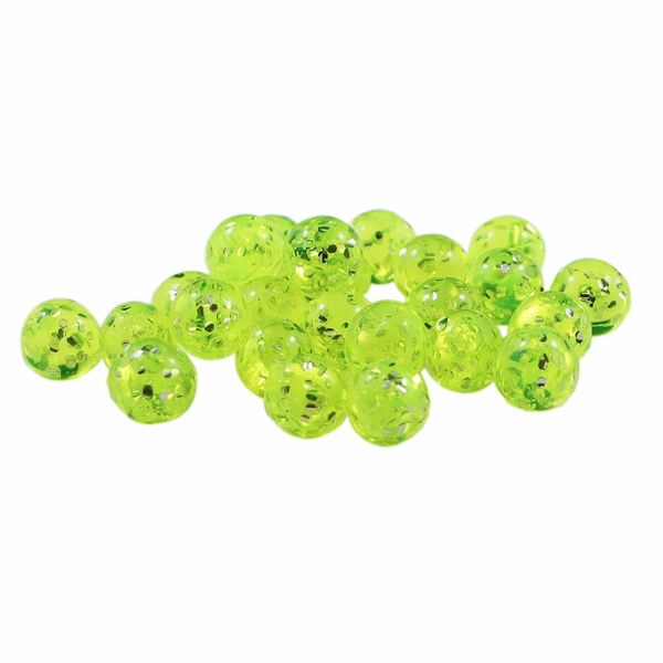 Clear Drift Glitter Bomb Soft Bead - Chartreuse