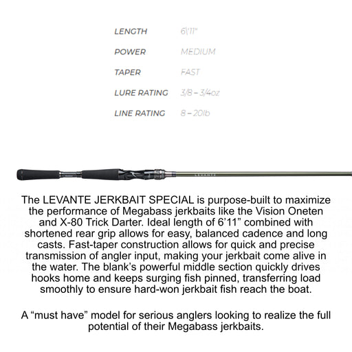 Megabass Levante Jerkbait Special Casting Rods