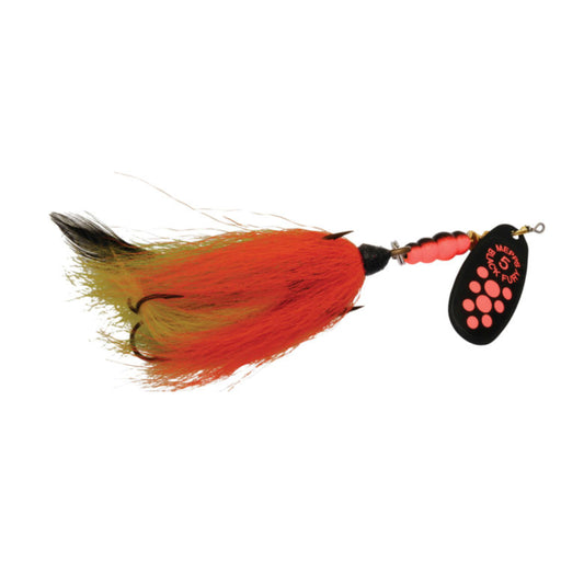 Fluorescent Red Mepps Black Fury Tandem Bucktail Spinner