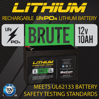 MarCum® Lithium 12V 10AH LiFePO4 Brute Battery and 3amp Charger Kit