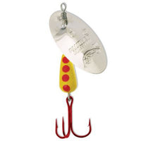 Silver Yellow Red with Red Hooks Panther Martin Teardrop Trout Spinner