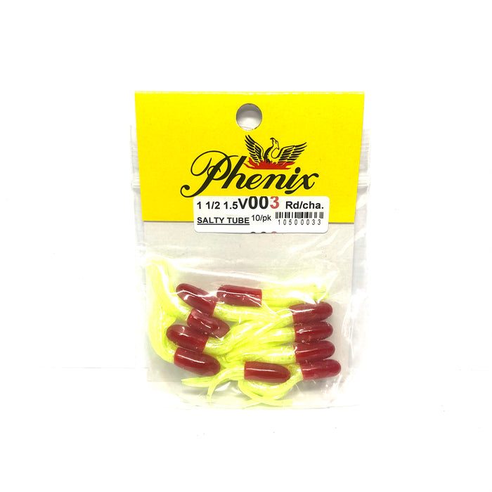 Red Chartreuse Phenix Salty Tube 1.5" Panfish Tube