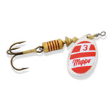 Red and White Mepps Aglia Dressed Inline Spinner