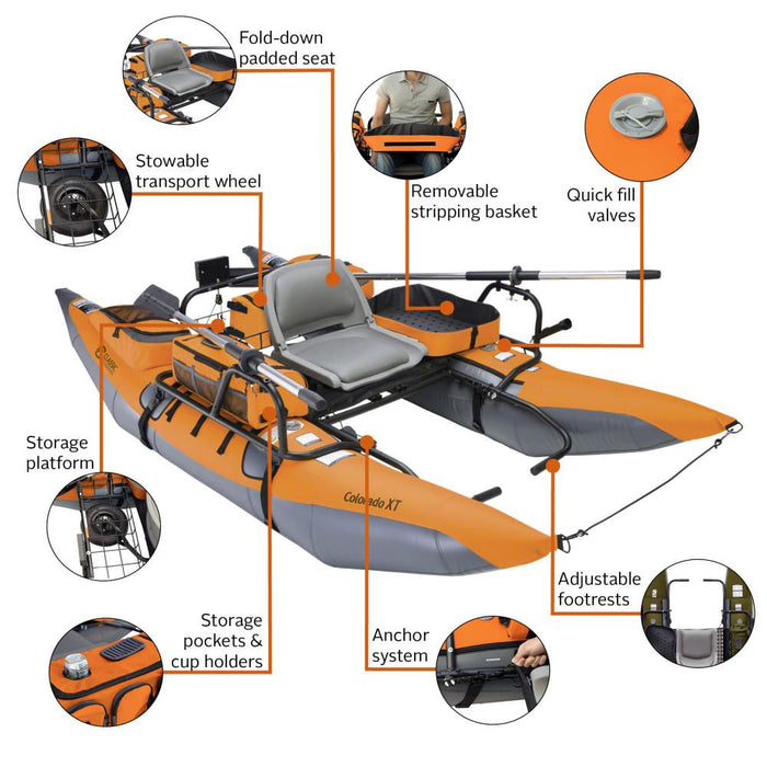 classic accessories colorado inflatable fishing pontoon boat with motor mount COLORADO XT CLASSIC OUTDOOR PONTOON BOAT — Natural Sports