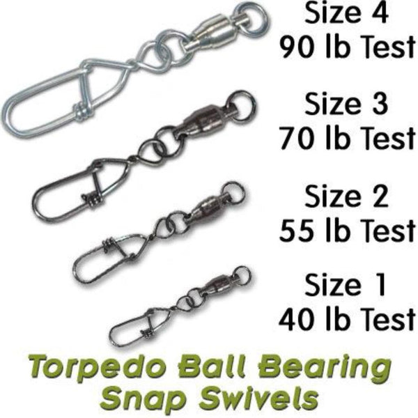 Torpedo Ball Bearing Snap Swivels – Natural Sports - The Fishing Store